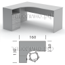 Стол угловой 160х130х76 СИМПЛ КМП-003 L/R (серый)
