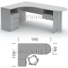 Стол угловой с двумя тумбами 190х130х76 СИМПЛ КМП-006 L/R (серый)