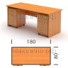 Офисный стол 180х80 с двумя тумбами ЭРГО КМП-051 (вишня)