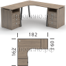 Стол угловой Metal System Style БА.КМП-007 182х162х75